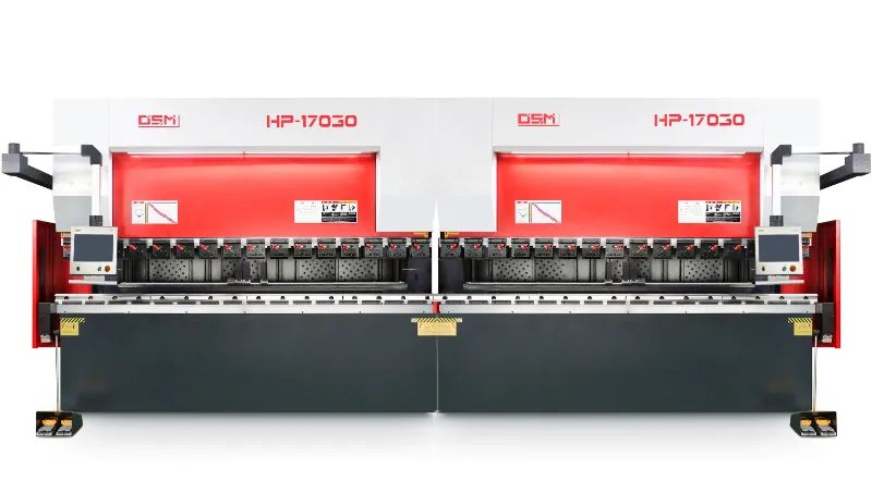 奥斯玛双机联动折弯机 HP-17030 型号，配备蓝莫尔数控系统，适用于超长钣金工件高精度折弯加工